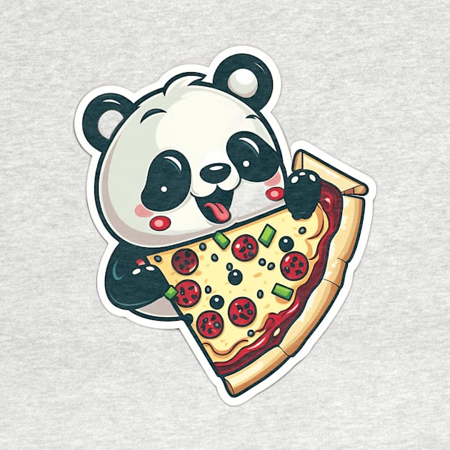 Cute Cartoon Panda Eating Pizza Funny Kawaii by kiddo200